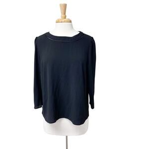 Camaieu Essential Eyelet Trim Top Black Size S
